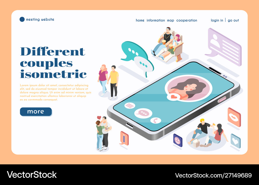 Website isometrische Landing-Seite Vektorbild