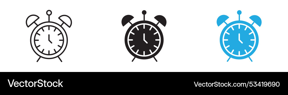 Alarm clock icon thin line Alarm clock icon thin line Vector Image