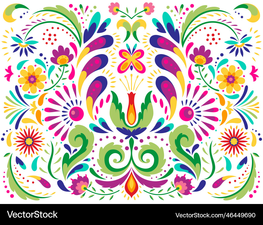 Mexican flower traditional pattern background vector image