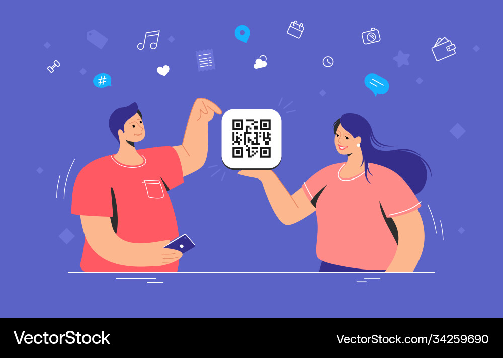 Qr code scanning smartphone concept Qr code scanning smartphone concept vector image