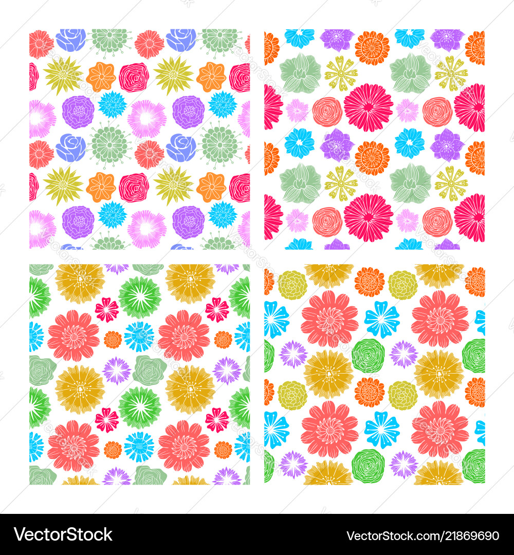 Seamless patterns from various and beautiful flowe vector image