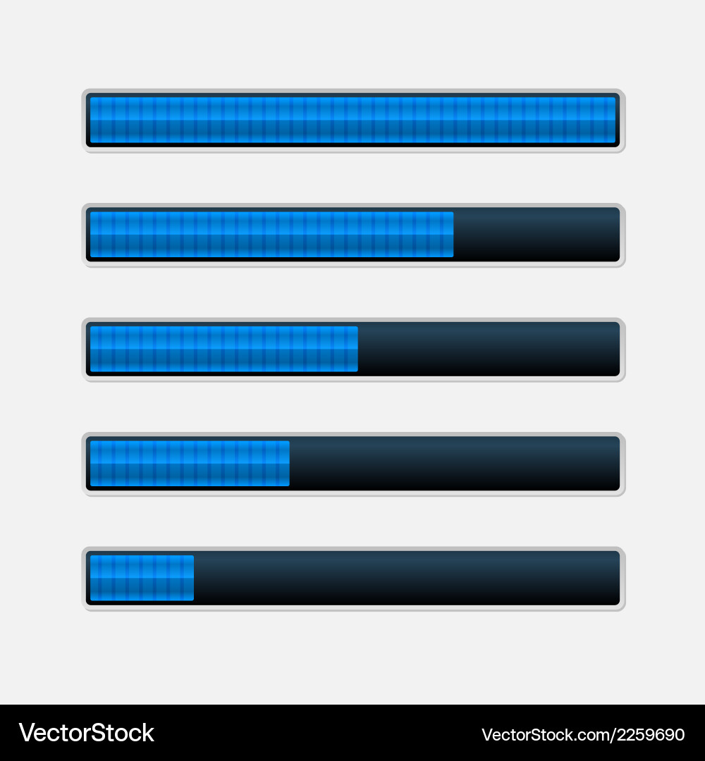 Set of blue progress bars loading Vector Image