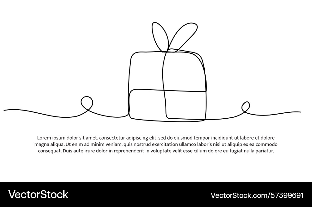 One line of gift box abstract minimal continuous One line of gift box abstract minimal continuous Vector Image