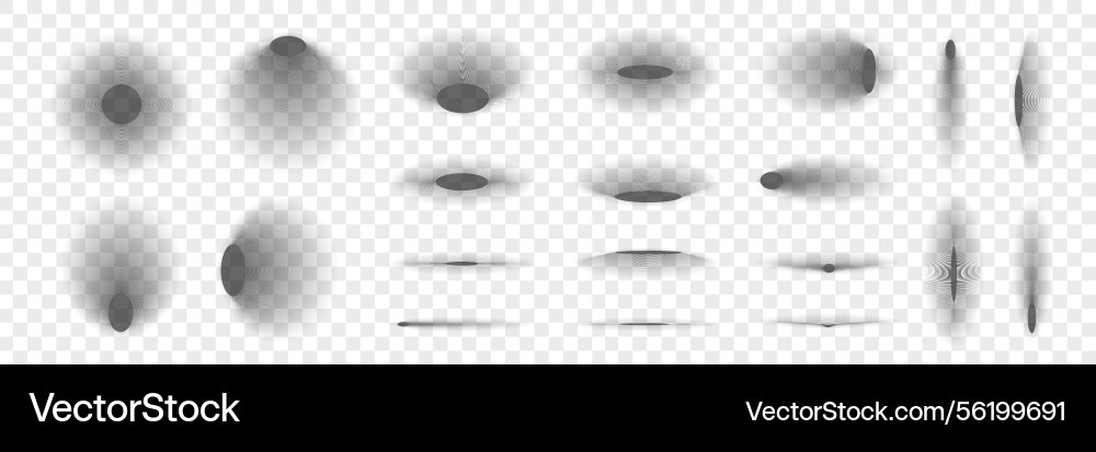 Oval and round realistic shadow set object blur Oval and round realistic shadow set object blur vector image