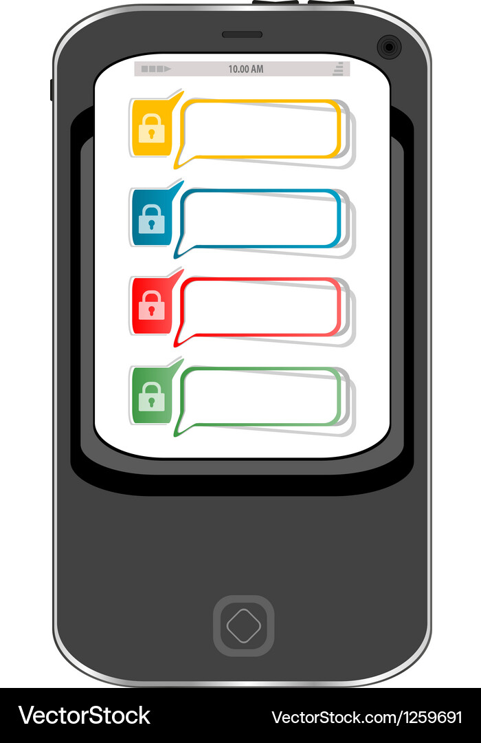 Safely concept cellphone with lock set Vector Image
