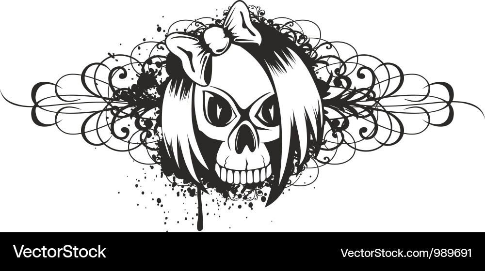 Skull with Emo Patterns vector image