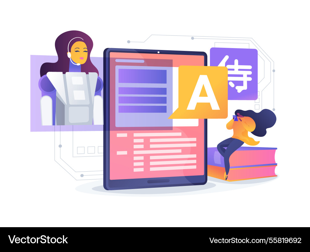 Ai in language learning abstract concept Ai in language learning abstract concept Vector Image