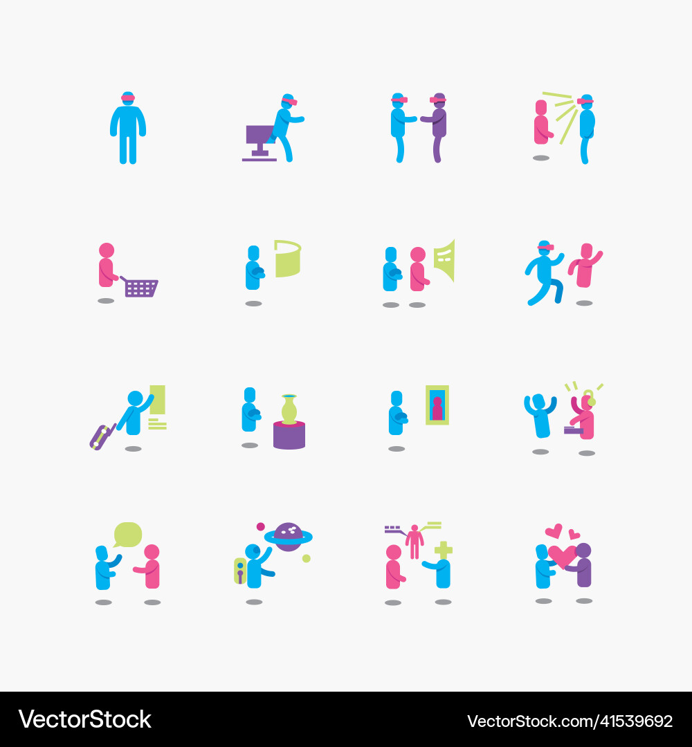 Bundle of metaverse vr flat collection simple Bundle of metaverse vr flat collection simple vector image