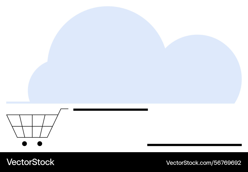 Cloud-based shopping concept with cart and minimal Cloud-based shopping concept with cart and minimal vector image