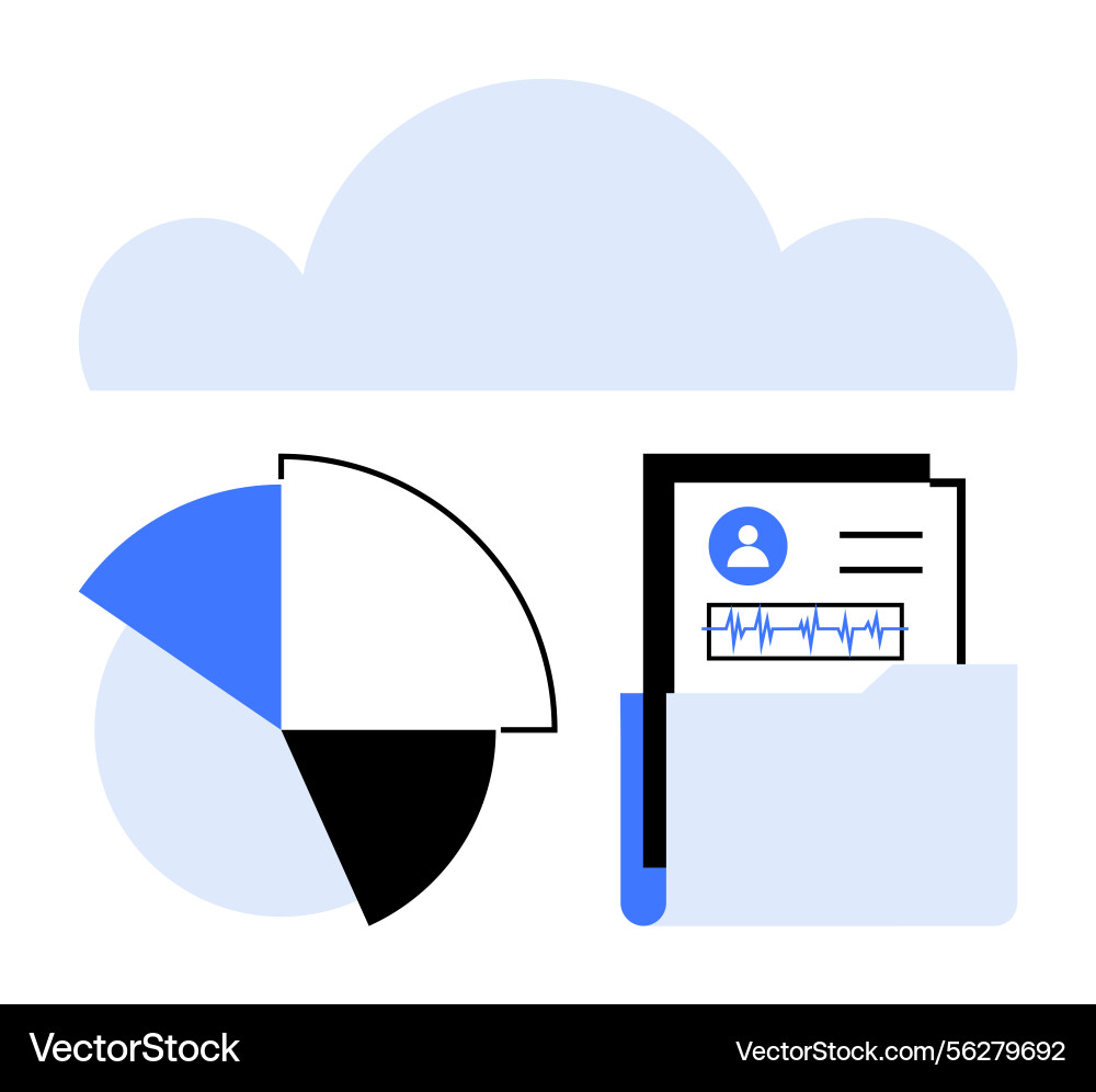 Cloud data storage with pie chart and digital Cloud data storage with pie chart and digital vector image