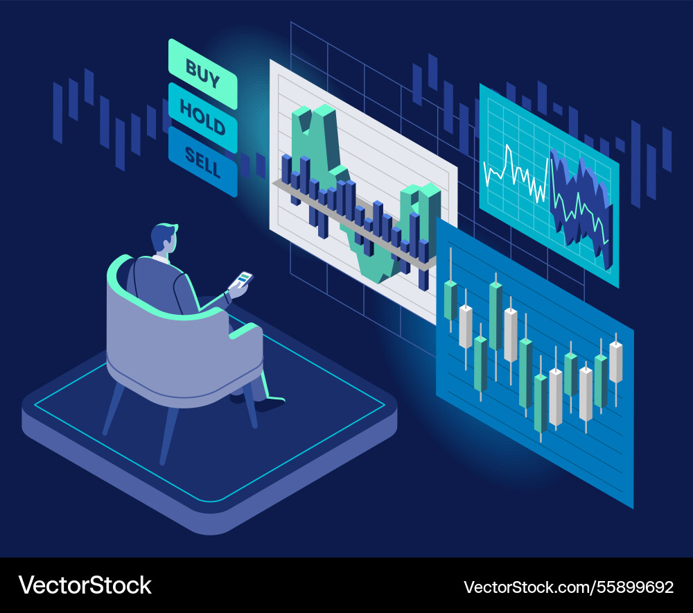 Design concept of stock exchange and trader Design concept of stock exchange and trader vector image