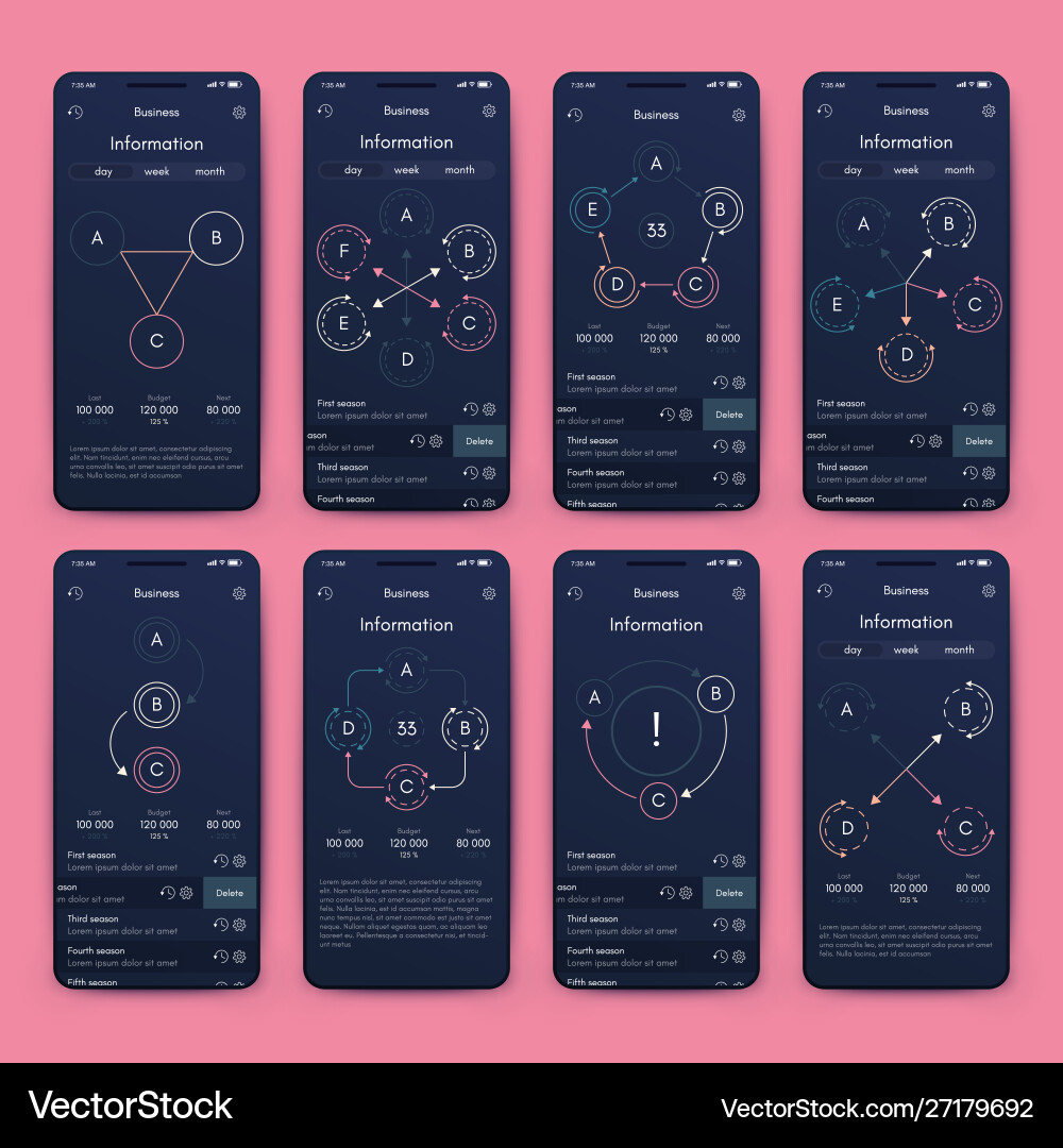 Different ui ux gui screens and flat web icons Vector Image