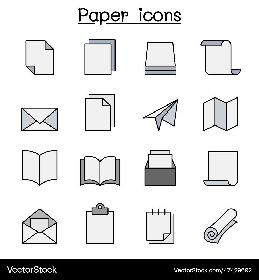 Paper color line icon set Paper color line icon set vector image