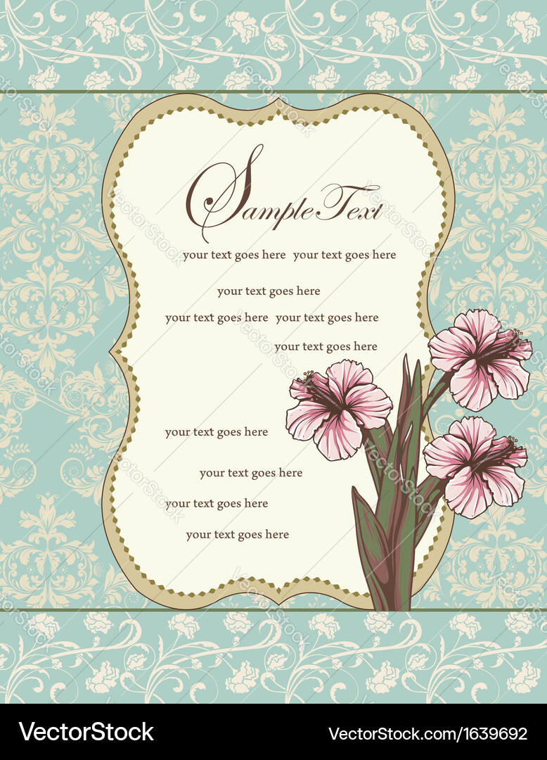 Vintage Floral Damask Karte Vektorbild