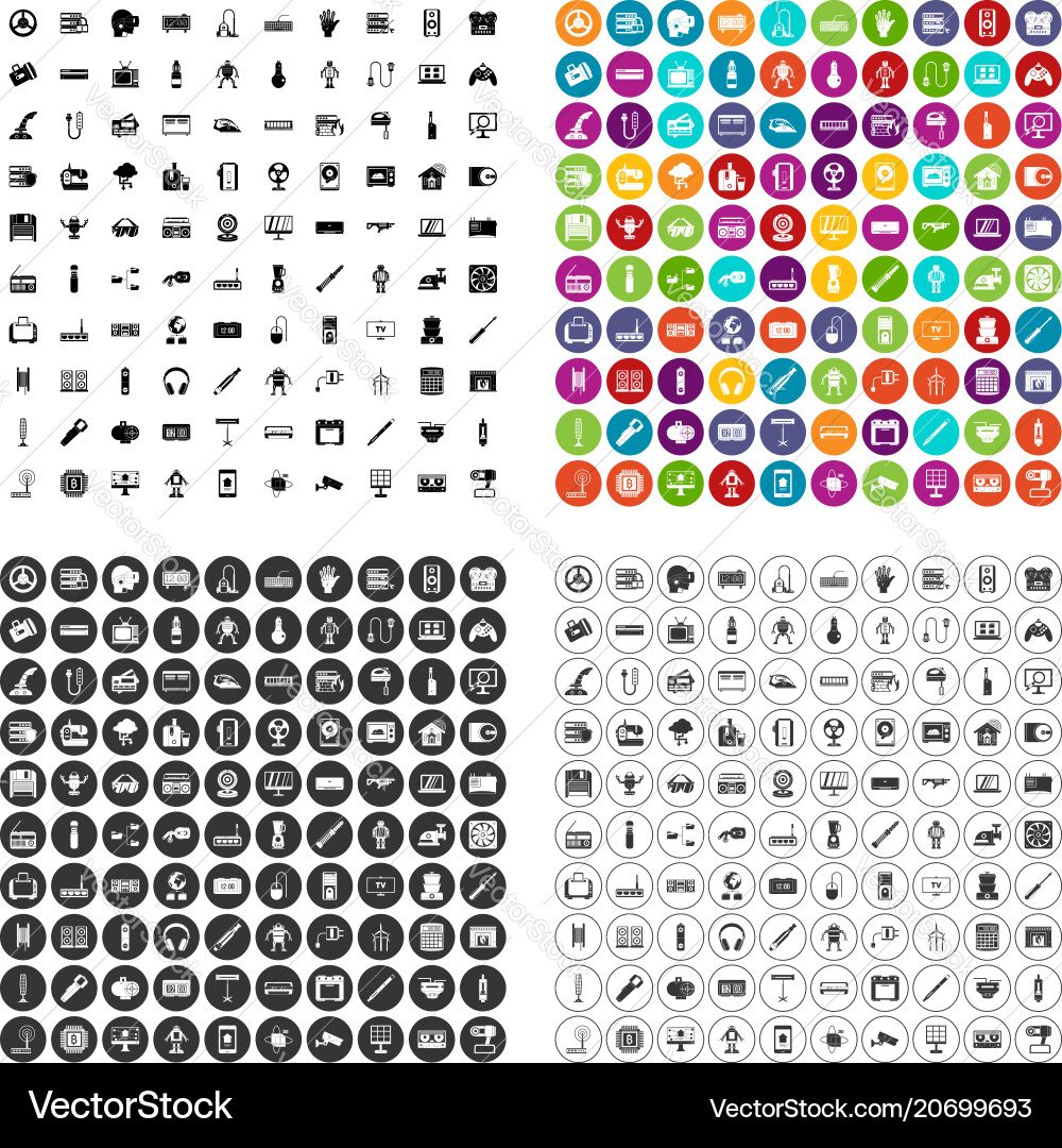 100 electronics icons set variant Vector Image