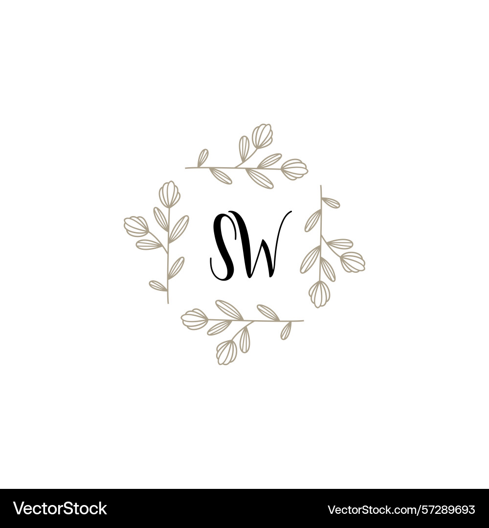 Botanical monogram logos with initial sw Vector Image