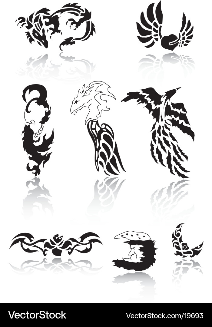 Chinese Dragon Tattoo Set vector image