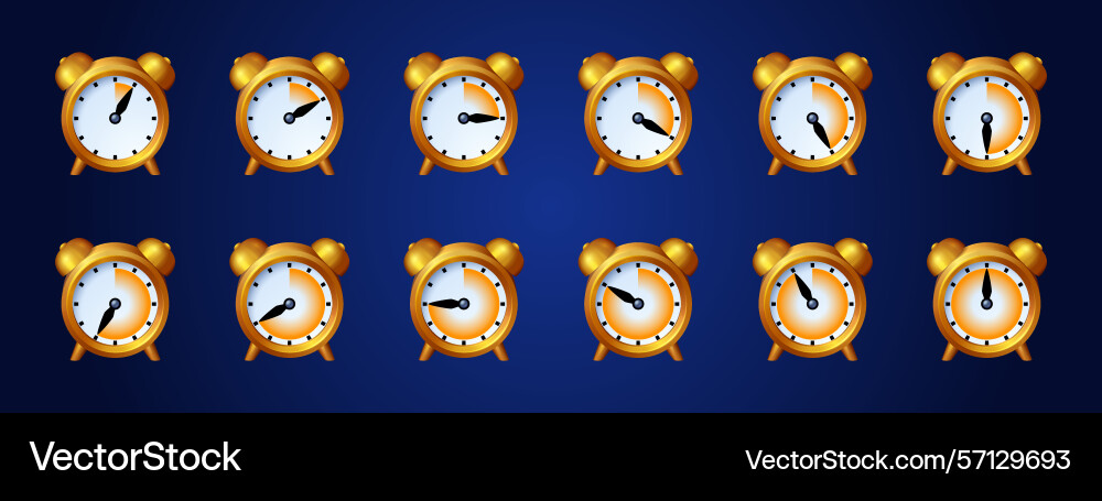Clock game icons time animation sprite sheet vector image