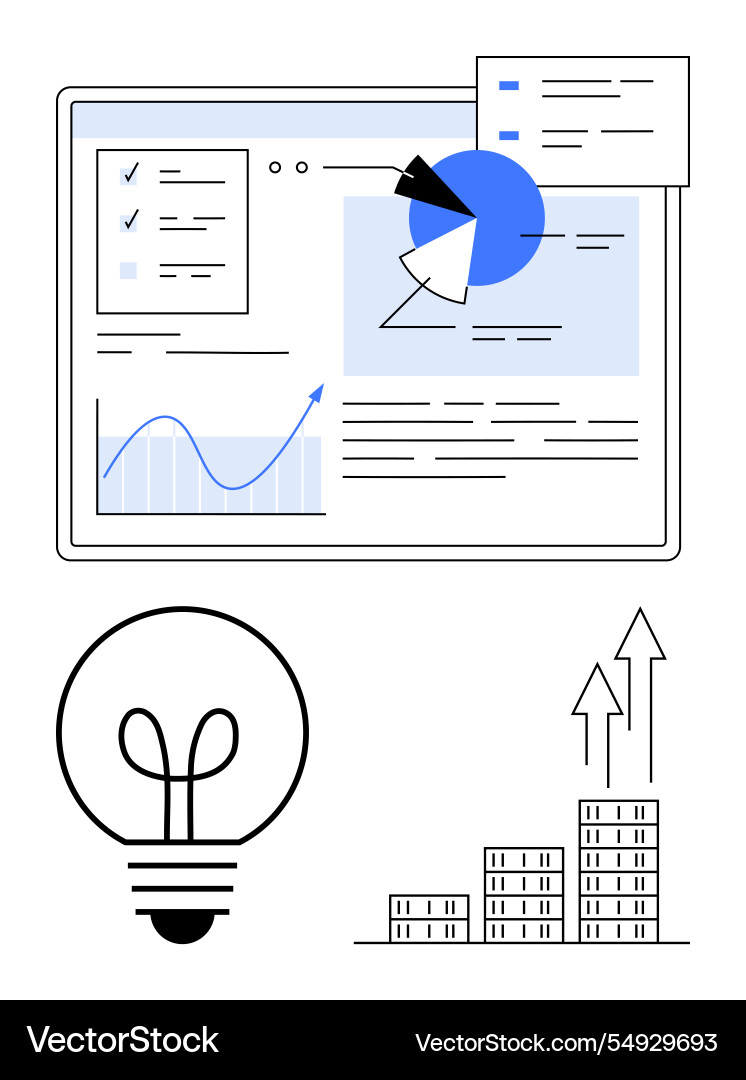 Data analytics insights with pie chart growth Data analytics insights with pie chart growth vector image