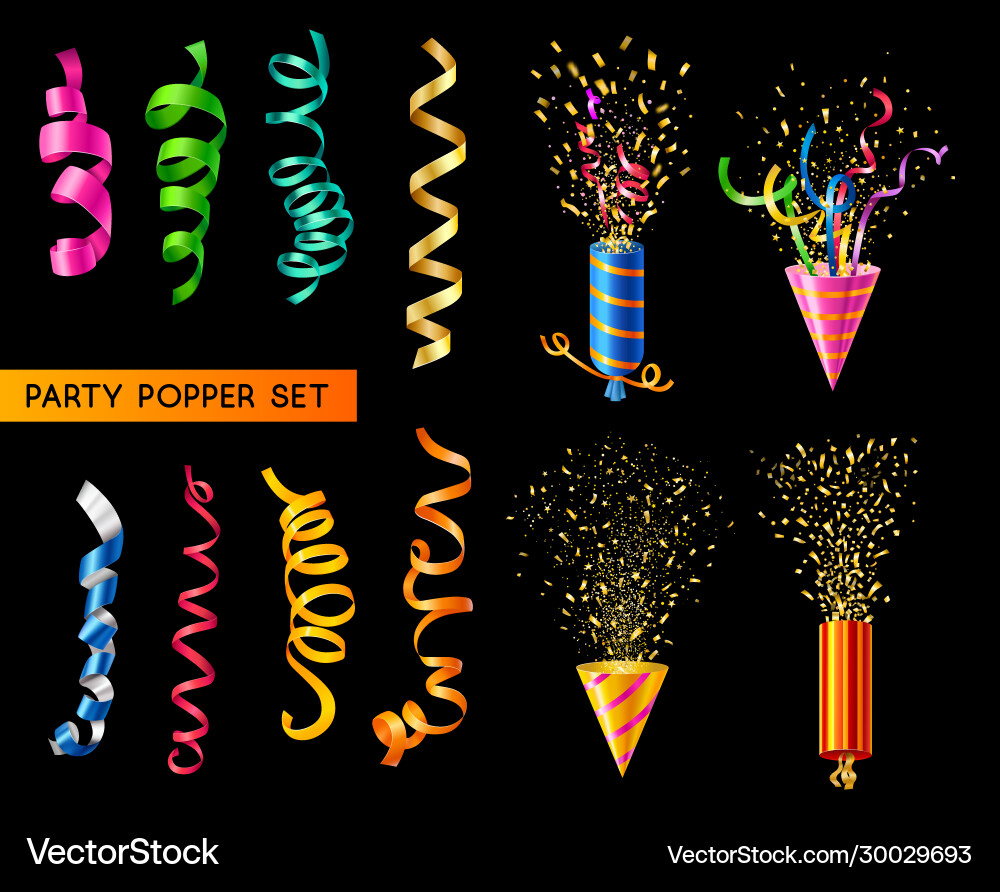 Exploding Party Poppers Set vector image