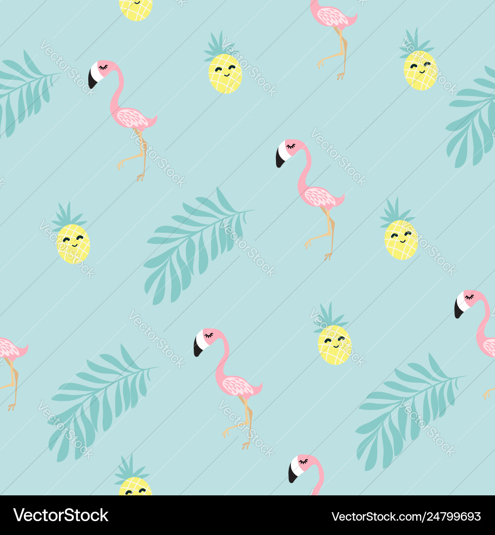 Flamingo tropical seamless pattern Royalty Free Vector Image
