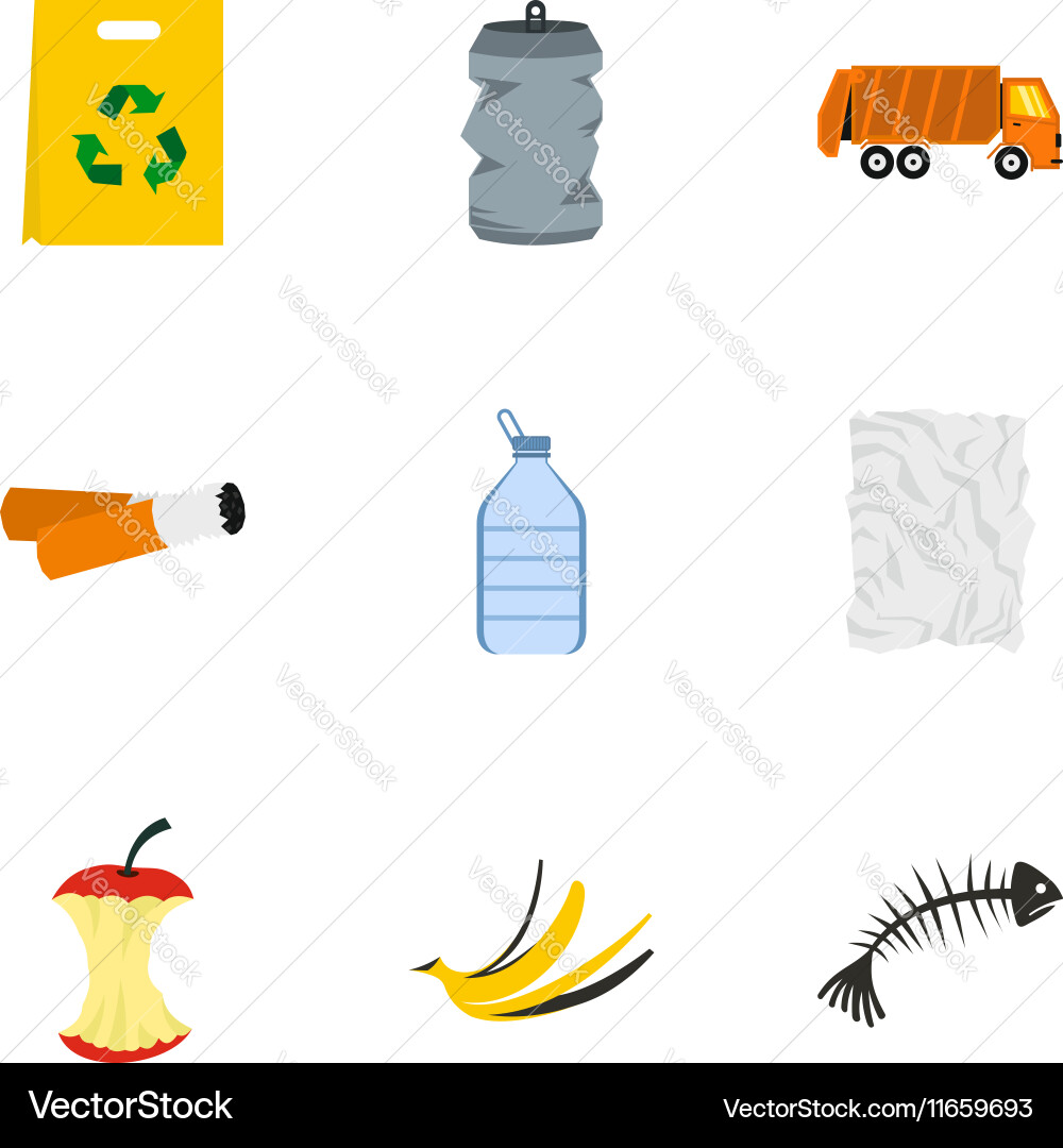 Garbage icons set flat style Vector Image