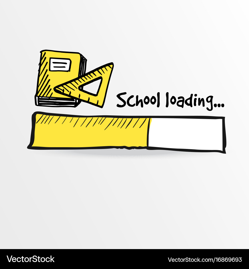 Loading bar with a yellow notebook and ruler Vector Image