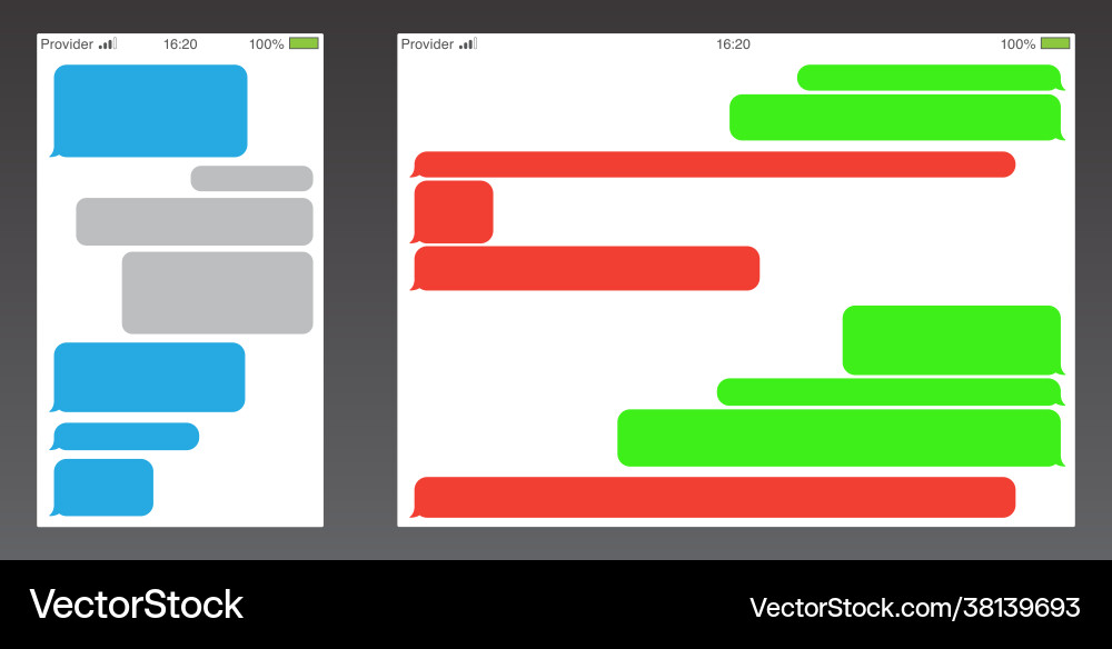 Set messenger ui user interface short message Set messenger ui user interface short message vector image