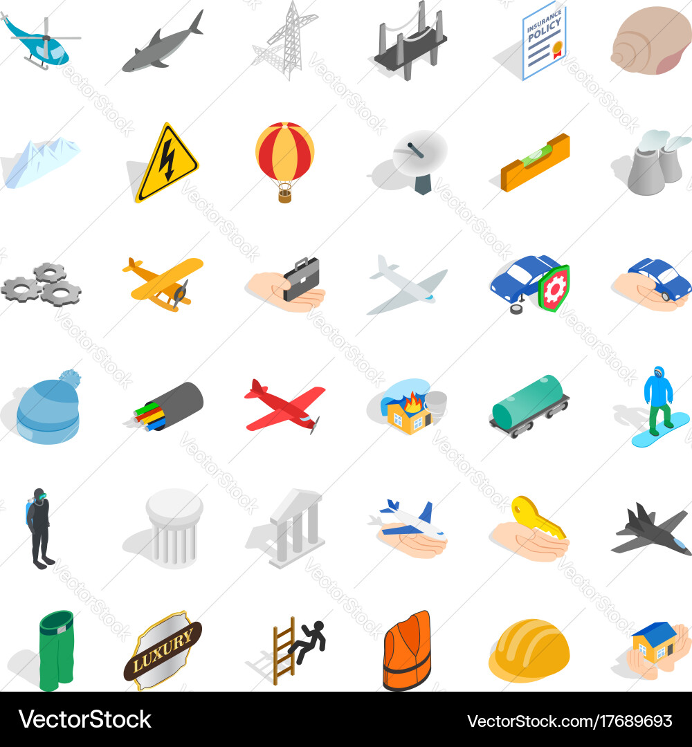 Shell icons set isometric style Vector Image