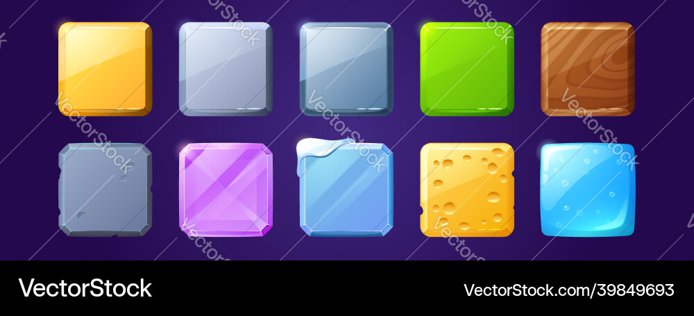 Square buttons with different textures Square buttons with different textures vector image