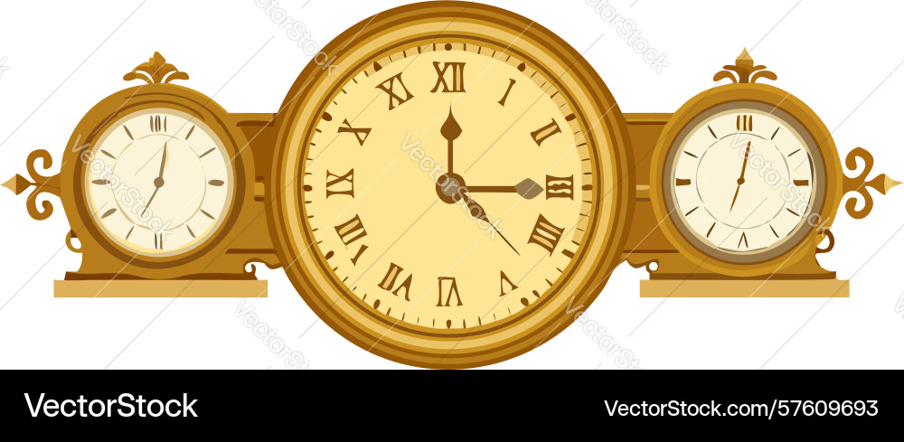 Vintage two-dial clock design generative ai vector image