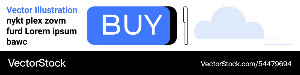Blue call-to-action button with buy text and cloud Blue call-to-action button with buy text and cloud Vector Image