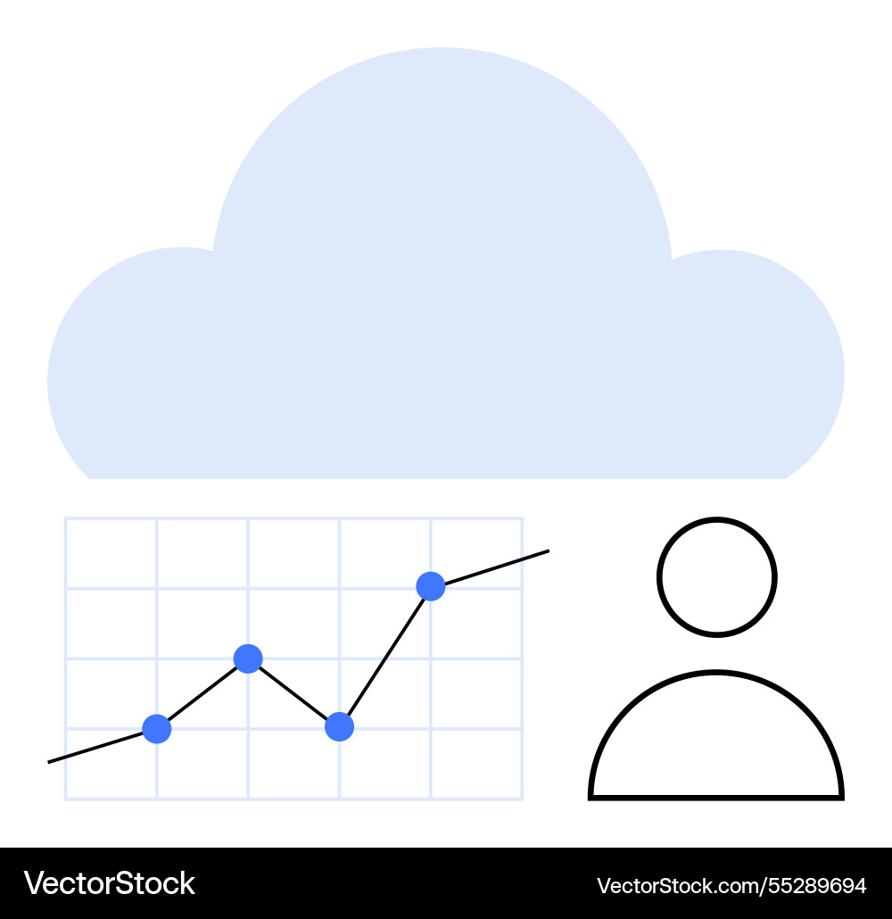 Cloud data analytics with user trends and growth Cloud data analytics with user trends and growth vector image