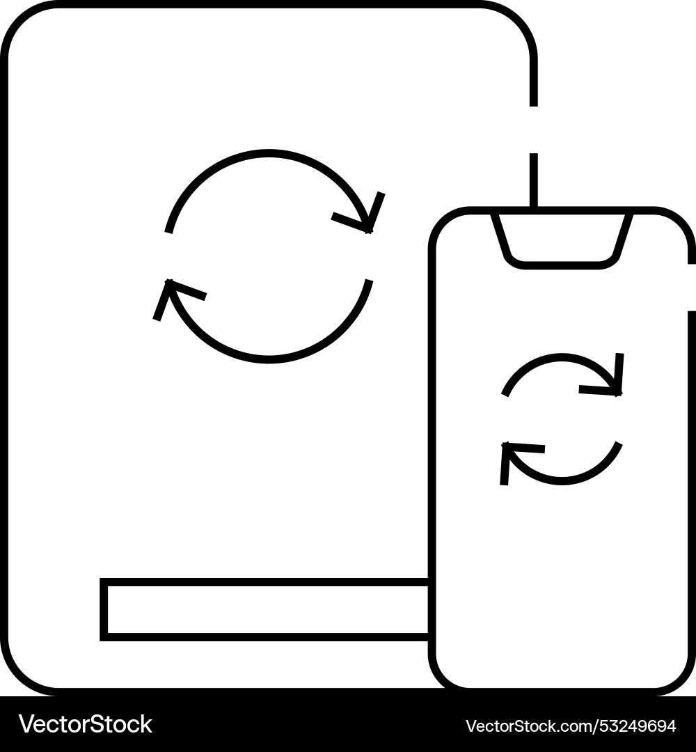 Cloud synchronization with phone line icon Cloud synchronization with phone line icon Vector Image