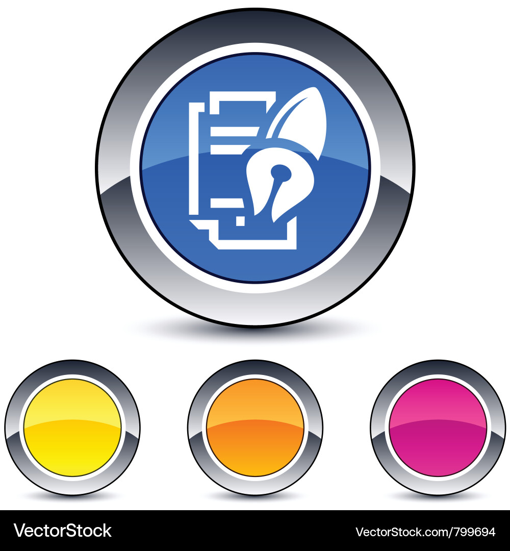 Form and pen round button Vector Image