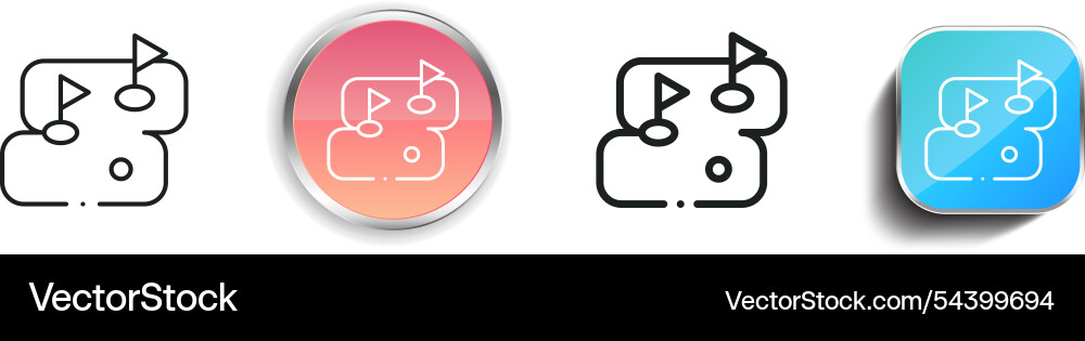 Golf field icon thin linear regular and button Golf field icon thin linear regular and button vector image