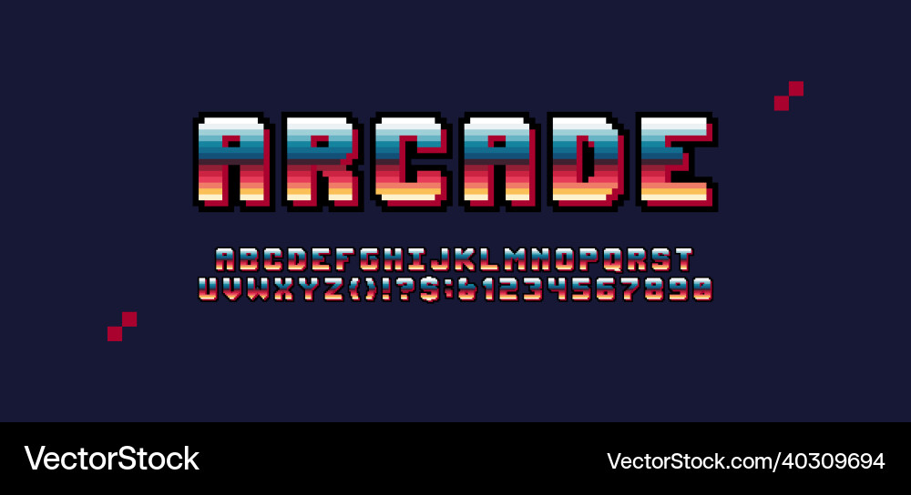 Retro Arcade Pixel Font - 8 Bit Style vector image