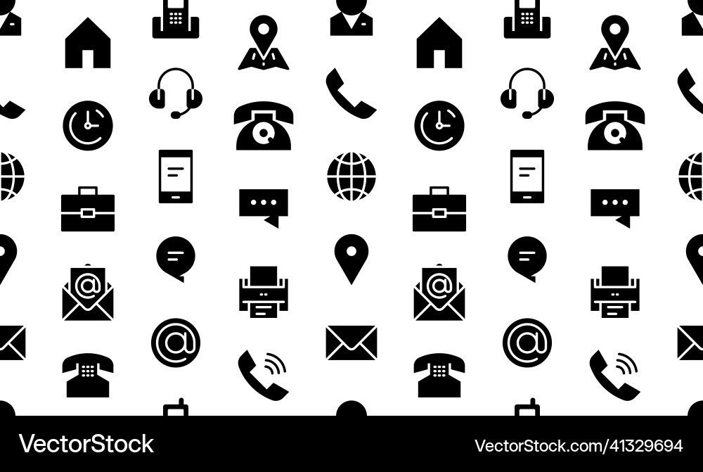 Seamless pattern with contact icons vector image