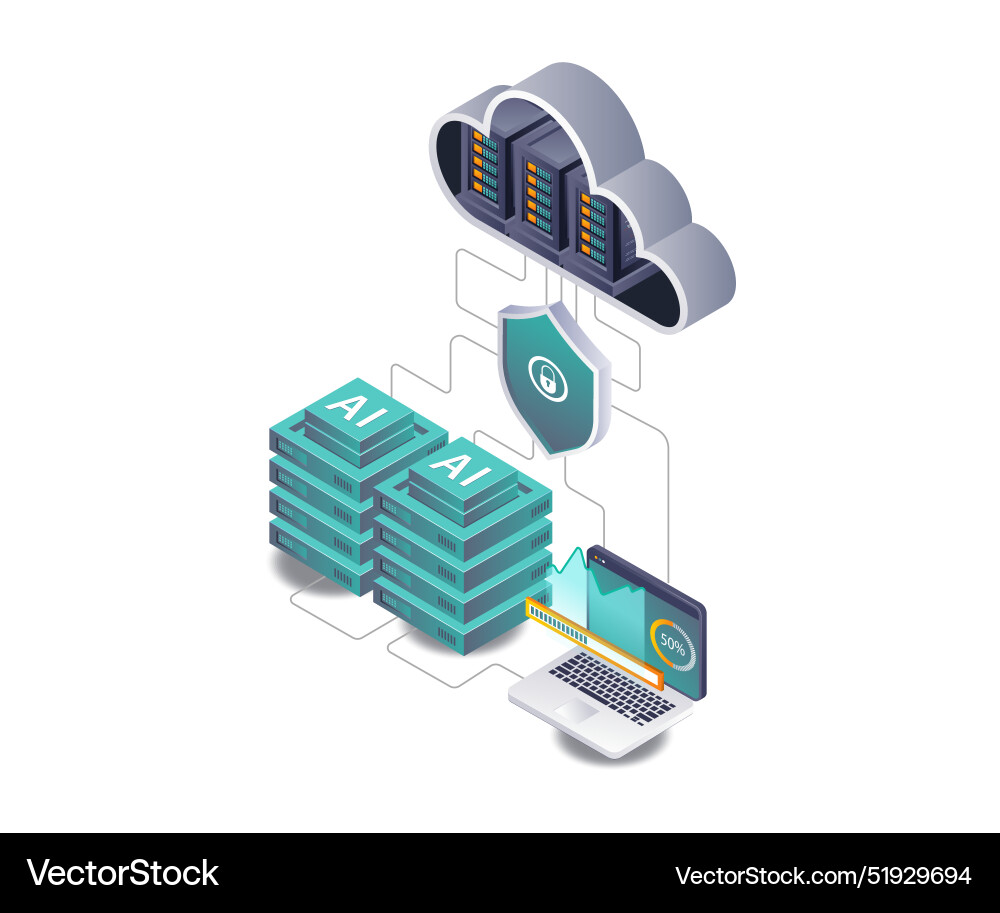 Securing cloud server endpoints with ai technology Securing cloud server endpoints with ai technology Vector Image