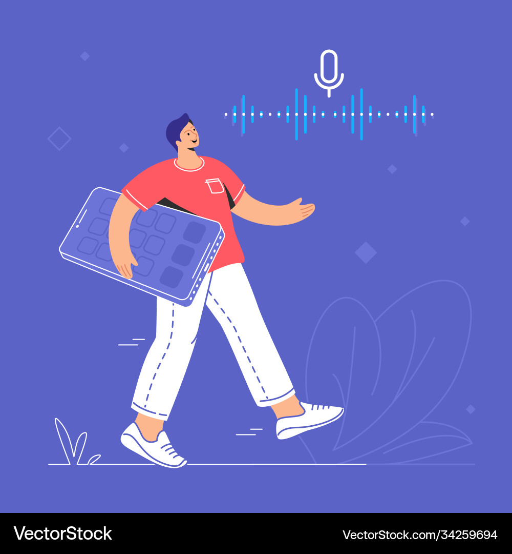 Voice assistant and speech recognition mobile app vector image