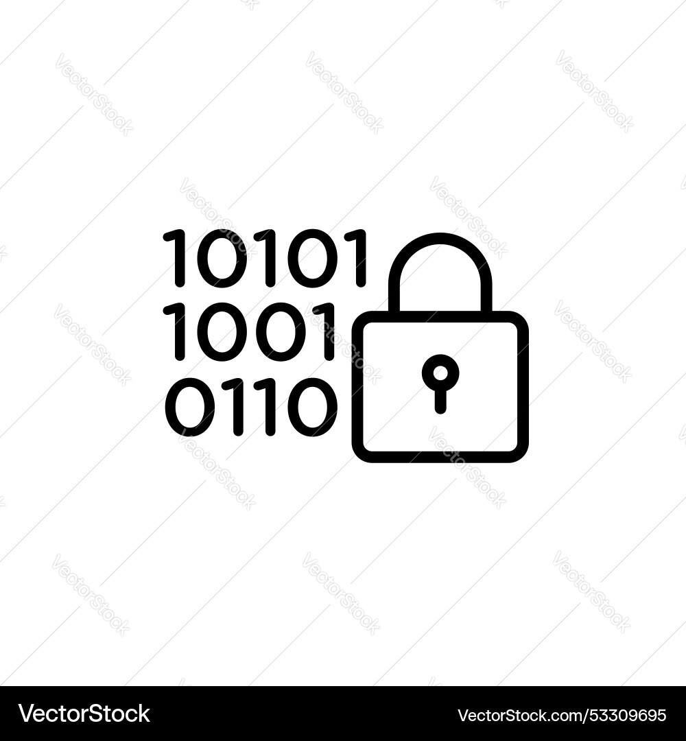 Binary lock icon isolated on white background Vector Image