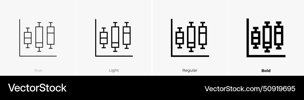 Box plot icon thin light regular and bold style vector image