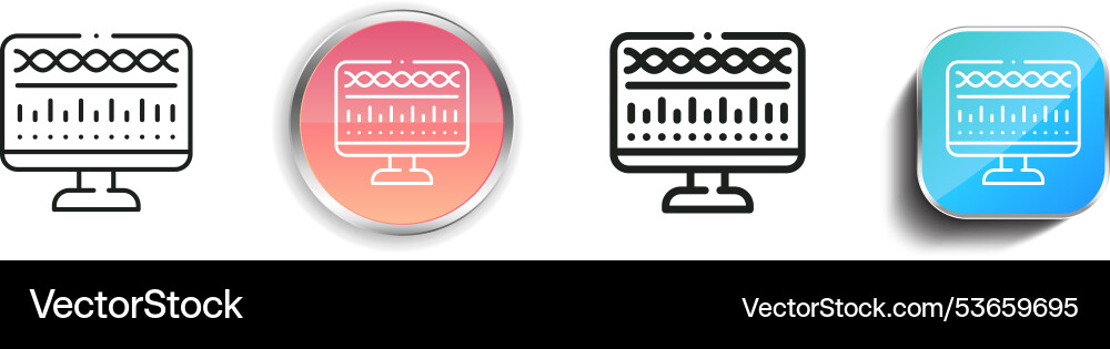 Dna structure icon thin linear regular and button vector image