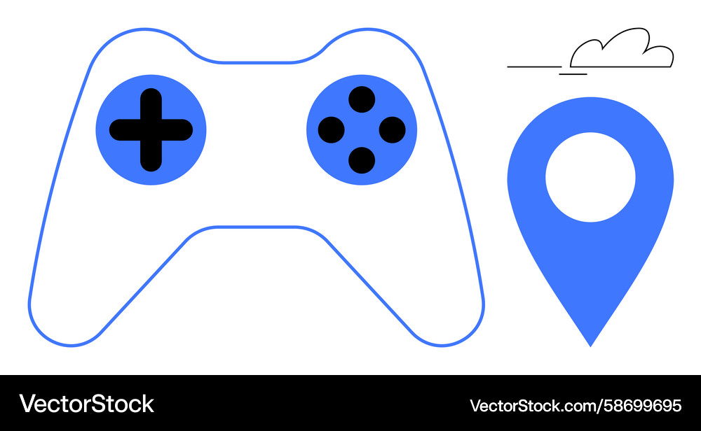 Gamepad with Location and Cloud Vector Image