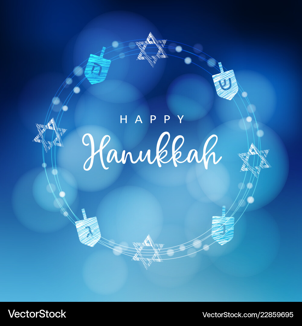 Hanukkah Wreath Blue Background vector image