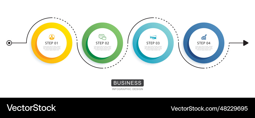 Infographics circle timeline with 4 number data vector image