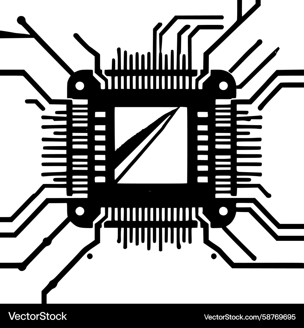Microchip with Pins Vector Image