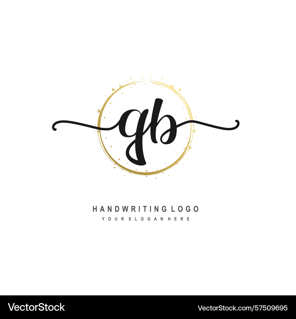 Qb initial handwriting logo with circular wave Vector Image