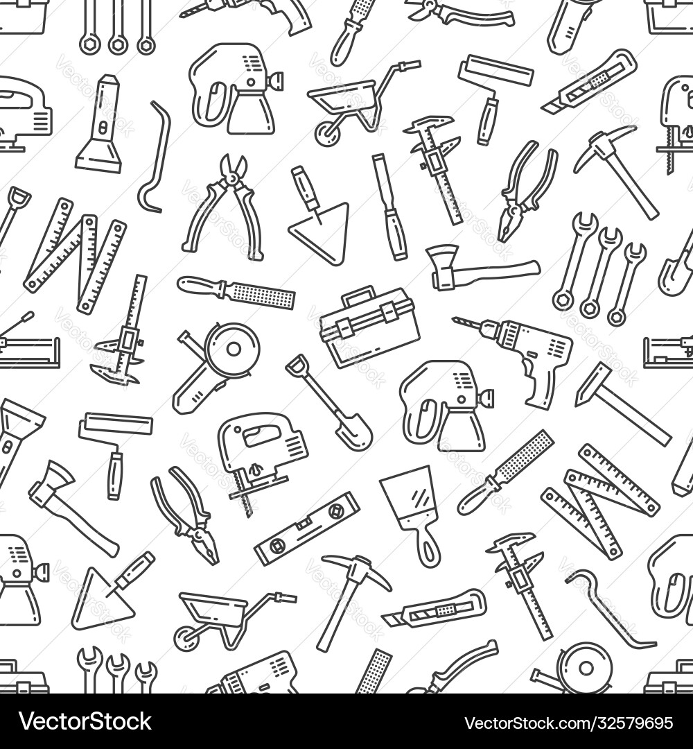 Repair tools thin line seamless pattern background vector image