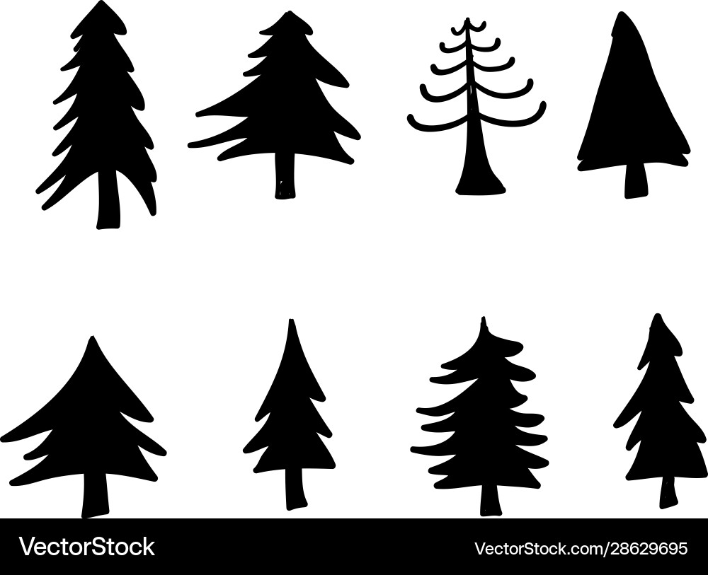 Set pine trees design element for poster Set pine trees design element for poster vector image